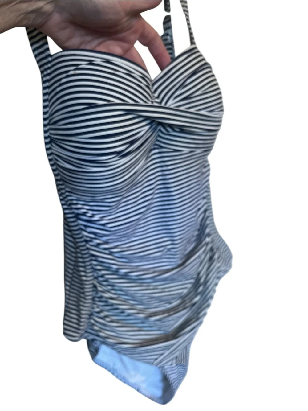 NipTuck Blue White Striped One Piece Swimwear Coastal Chic Preppy - Picture 2 of 6